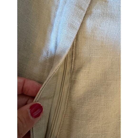 Jillian Jones Linen Pants 16W Wide Leg Unfinished Hem 24" Inseam Beige - Picture 7 of 7